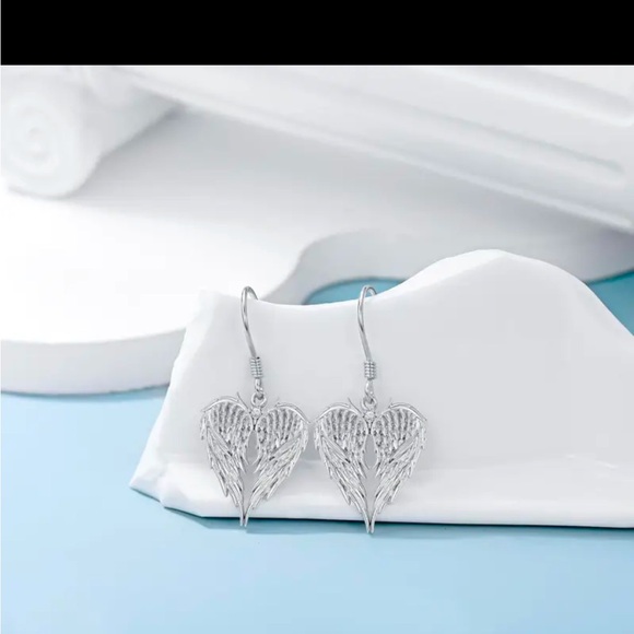 Jewelry - Angel Wing Earrings Heart Shaped Angel Wing Drop Dangle Earrings